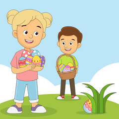 Family with happy easter for your holiday