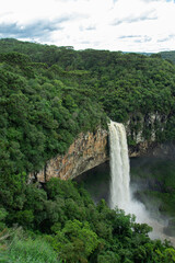 Beautiful view of the Snail Cascade - Canela Brazil - Waterfall and forest