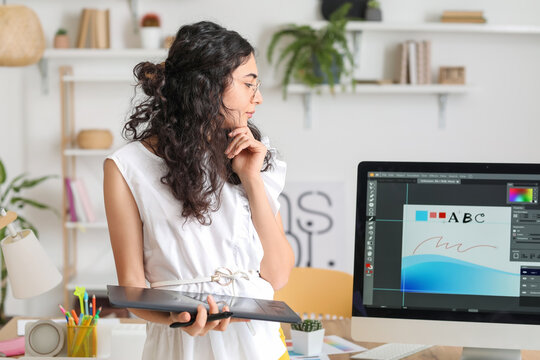 Graphic designer working in office