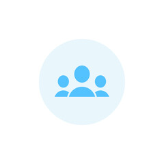 3 people colored icon. Simple flat style. Multi user, circle, group, person, service concept. Crowd sign symbol design. Vector illustration isolated on white background. EPS 10.