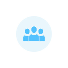 3 people colored icon. Simple flat style. Multi user, circle, group, person, service concept. Crowd sign symbol design. Vector illustration isolated on white background. EPS 10.