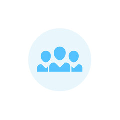 3 people colored icon. Simple flat style. Multi user, circle, group, person, service concept. Crowd sign symbol design. Vector illustration isolated on white background. EPS 10.