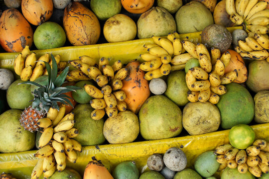 Fruit offerings for sale to take to temple, Katagarama, Sri Lanka