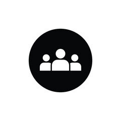 3 people glyph icon. Simple solid style. Multi user, circle, group, person, service concept.  Crowd sign symbol design. Vector illustration isolated on white background. EPS 10.