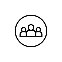 3 people line icon. Simple outline style. Multi user, circle, group, person, service concept.  Crowd sign symbol design. Vector illustration isolated on white background. EPS 10.