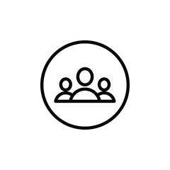 3 people line icon. Simple outline style. Multi user, circle, group, person, service concept.  Crowd sign symbol design. Vector illustration isolated on white background. EPS 10.