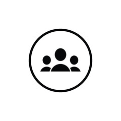 3 people flat icon. Simple solid style. Multi user, circle, group, person, service concept.  Crowd sign symbol design. Vector illustration isolated on white background. EPS 10.