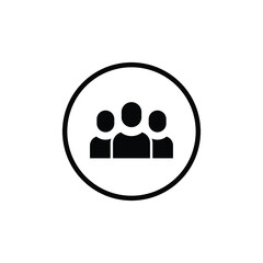 3 people flat icon. Simple solid style. Multi user, circle, group, person, service concept.  Crowd sign symbol design. Vector illustration isolated on white background. EPS 10.