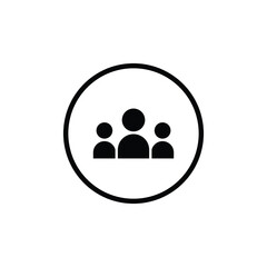 3 people flat icon. Simple solid style. Multi user, circle, group, person, service concept.  Crowd sign symbol design. Vector illustration isolated on white background. EPS 10.