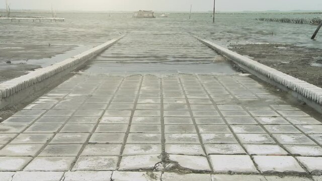 Ghost City, Abandoned Flooded City of Epecuen, Buenos Aires province, Argentina, South America. Zoom In. 4K Resolution.