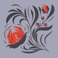 Obraz premium Flowers print, poster. Folk floral art. Canvas.