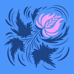 Flowers print, poster. Folk floral art. Canvas.