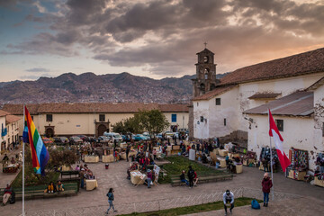 tourists in Plaza de Armas in Cusco, peru.