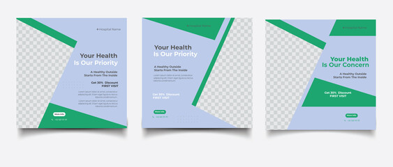 Healthcare post social media banner ad post template	
