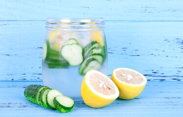 Iced lemon cucumber water