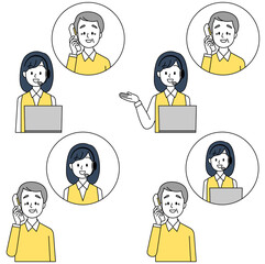 コールセンターへ電話する高齢男性