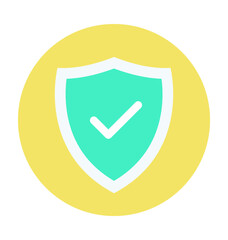 Shield Tick Colored Vector Icon