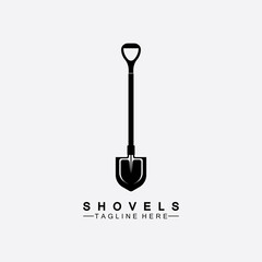 Shovel icon isolated on white background. Gardening tool. Tool for horticulture  agriculture  farming. Logo design template element. Vector Illustration