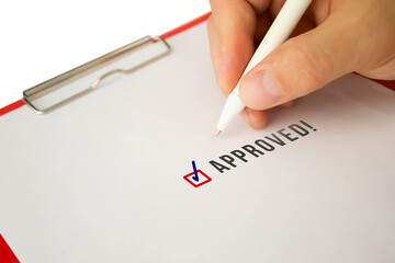 Plastic tablet with a white sheet of paper on a white background.