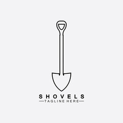 Shovel icon isolated on white background. Gardening tool. Tool for horticulture  agriculture  farming. Logo design template element. Vector Illustration