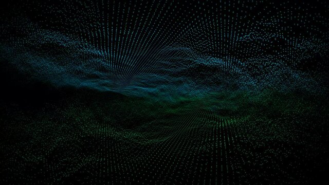Futuristic abstract blur green waveform dimension ball oscillation, visualization wave technology digital surface