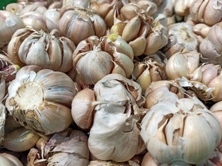 lots of garlic at the market stall