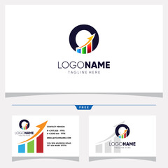 Initial Letter O Circle Chart Bar Logo Design and Business Card Vector Graphic