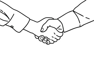Business shakehand hand draw style pictogram vector flatline design illustration.