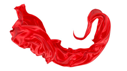 Fototapeta premium Beautiful flowing fabric of red wavy silk or satin. 3d rendering image.