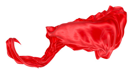 Beautiful flowing fabric of red wavy silk or satin. 3d rendering image.