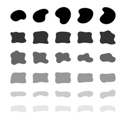 Blob shapes vector set. Organic abstract splodge elemets collection. Inkblot simple silhouette. Black and white form