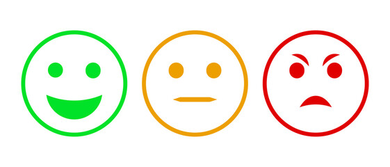 isolated red and green mood. Rating smile for customer opinion.