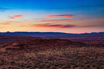 dramatic sunset landscape in the Glen Canyon Recreational Area in PAge, Arizona