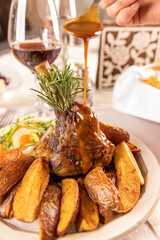Slow cooked lamb shanks