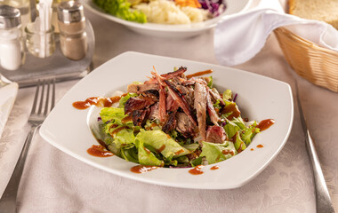 Garnished pulled pork salad