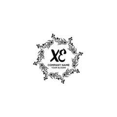 XE initial letters Wedding monogram logos, hand drawn modern minimalistic and frame floral templates