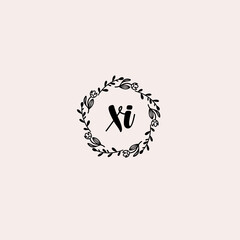 XI initial letters Wedding monogram logos, hand drawn modern minimalistic and frame floral templates