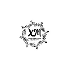 XM initial letters Wedding monogram logos, hand drawn modern minimalistic and frame floral templates