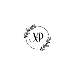 XP initial letters Wedding monogram logos, hand drawn modern minimalistic and frame floral templates