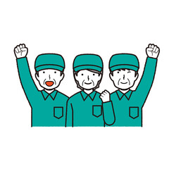 3 senior staff in work clothes