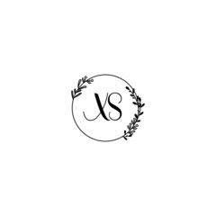 XS initial letters Wedding monogram logos, hand drawn modern minimalistic and frame floral templates