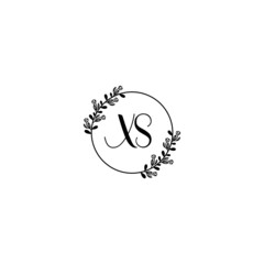 XS initial letters Wedding monogram logos, hand drawn modern minimalistic and frame floral templates