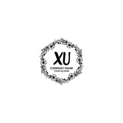 XU initial letters Wedding monogram logos, hand drawn modern minimalistic and frame floral templates