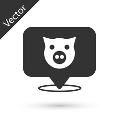 Grey Pig icon isolated on white background. Animal symbol. Vector