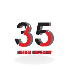 35 Years Anniversary Celebration Red Color Vector Template Design Illustration
