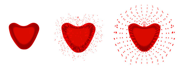 Animation of a pulsating heart emitting particles isolated on a green background. Endless loop.