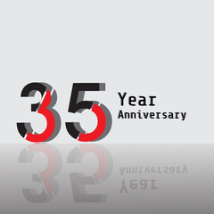 35 Years Anniversary Celebration Red Color Vector Template Design Illustration