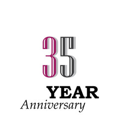 35 Years Anniversary Celebration Color Vector Template Design Illustration
