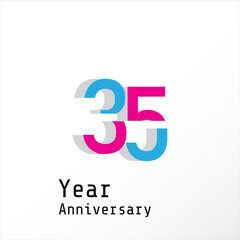 35 Years Anniversary Celebration Color Vector Template Design Illustration