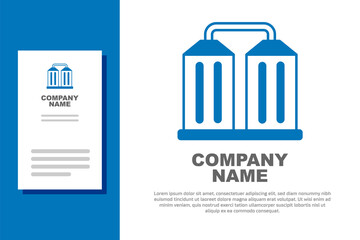 Blue Granary icon isolated on white background. Silo with grain, elevator, granary, factory. Warehouse of grain crops. Logo design template element. Vector